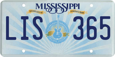 MS license plate LIS365