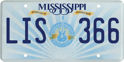 MS license plate LIS366