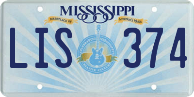 MS license plate LIS374
