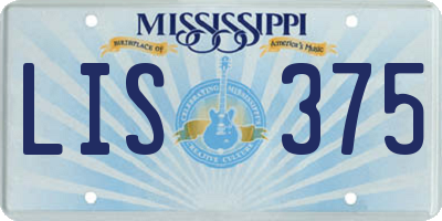 MS license plate LIS375
