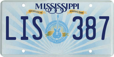 MS license plate LIS387