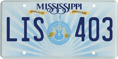 MS license plate LIS403