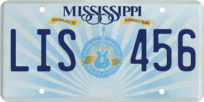 MS license plate LIS456