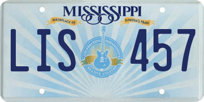 MS license plate LIS457