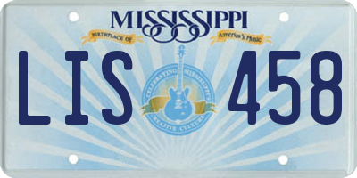MS license plate LIS458