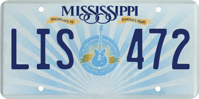 MS license plate LIS472