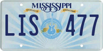 MS license plate LIS477