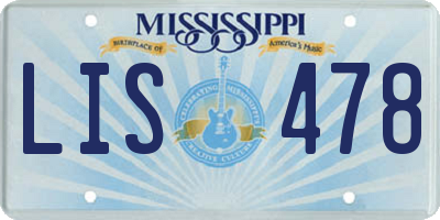 MS license plate LIS478