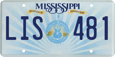 MS license plate LIS481