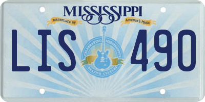 MS license plate LIS490