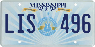 MS license plate LIS496