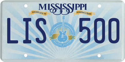 MS license plate LIS500