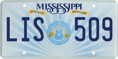 MS license plate LIS509