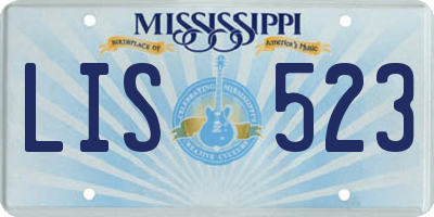 MS license plate LIS523