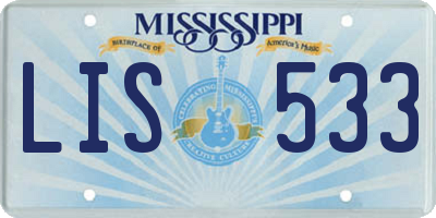 MS license plate LIS533