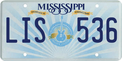 MS license plate LIS536