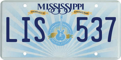 MS license plate LIS537