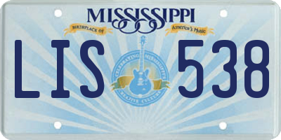 MS license plate LIS538