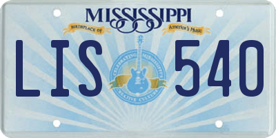 MS license plate LIS540