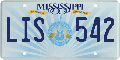 MS license plate LIS542