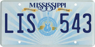 MS license plate LIS543
