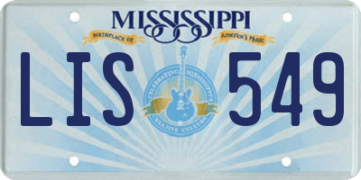 MS license plate LIS549