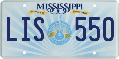 MS license plate LIS550