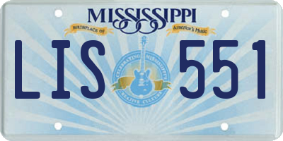 MS license plate LIS551