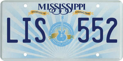 MS license plate LIS552