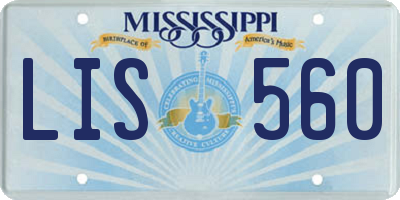 MS license plate LIS560