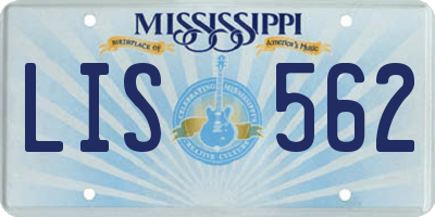 MS license plate LIS562