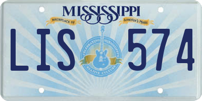 MS license plate LIS574