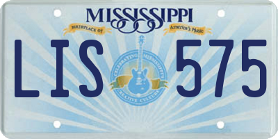 MS license plate LIS575