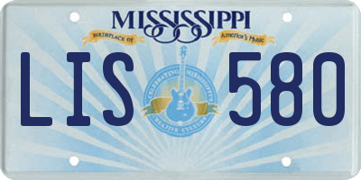 MS license plate LIS580