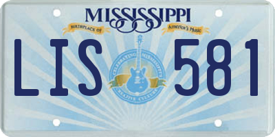 MS license plate LIS581