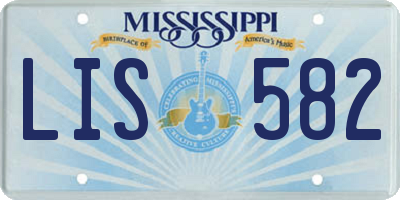 MS license plate LIS582
