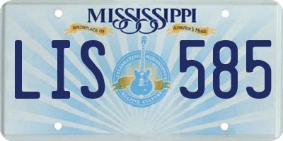 MS license plate LIS585