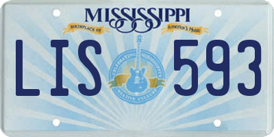 MS license plate LIS593