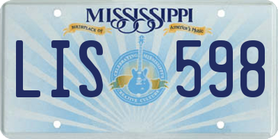 MS license plate LIS598