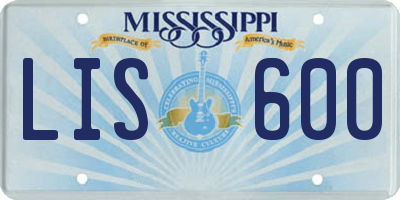 MS license plate LIS600