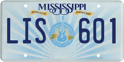 MS license plate LIS601
