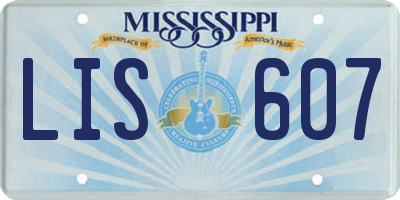 MS license plate LIS607