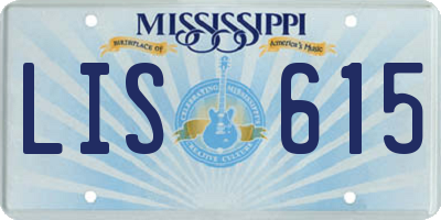 MS license plate LIS615
