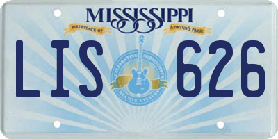 MS license plate LIS626