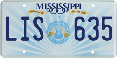 MS license plate LIS635