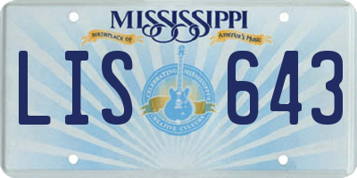 MS license plate LIS643