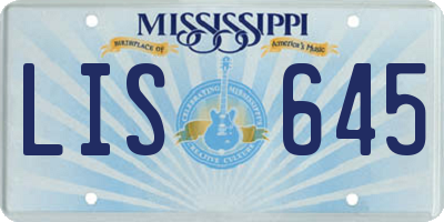 MS license plate LIS645