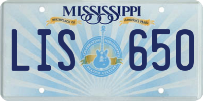 MS license plate LIS650