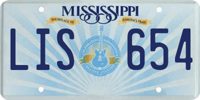 MS license plate LIS654