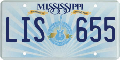 MS license plate LIS655